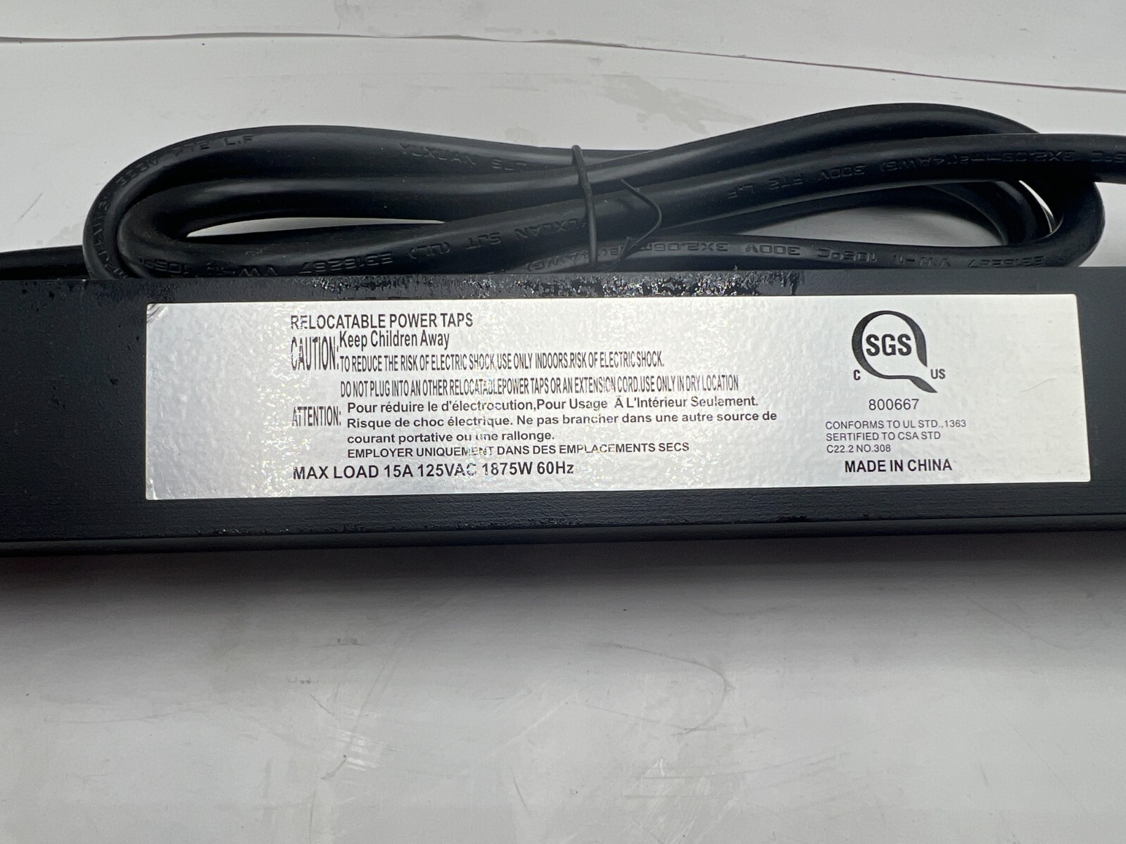 Relocatable Power Tap 8-Outlet Black Max Load 15A 125VAC 1875W 60Hz gallery
