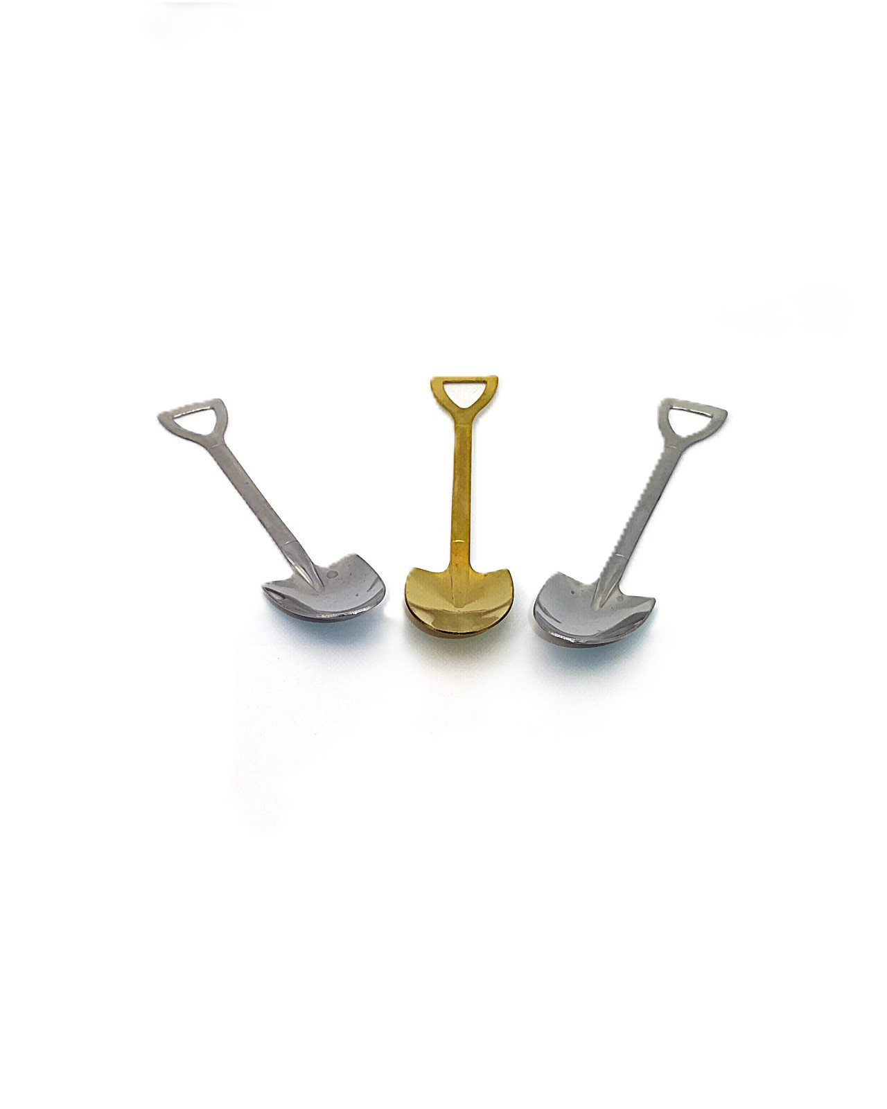 3 Stainlsess and Gold Colored No Drop Grip American Style Mini HandShovel. gallery