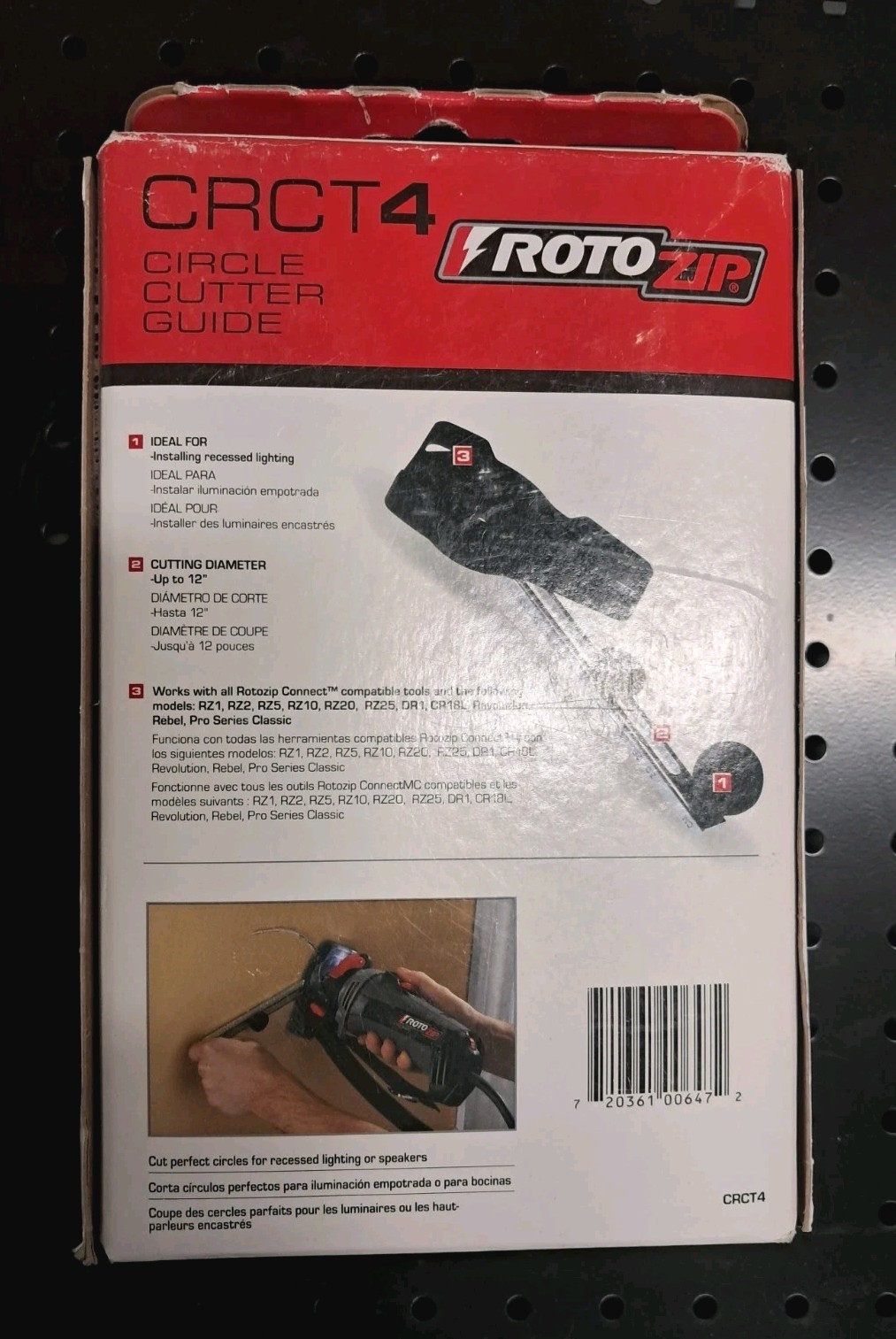 Rotozip CRCT4 3.5", 12" Spiral Saw Circle Cutter Guide w/Rotary Attachment, NEW gallery