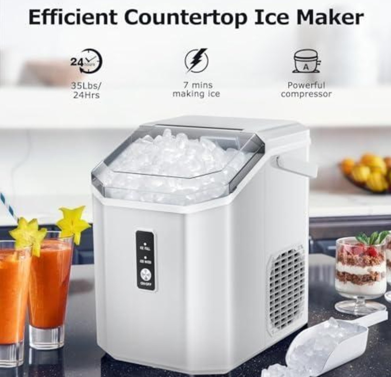 Antarctic Star Countertop Ice Maker Soft Chewable Pellet Ice, 34lbs/24Hrs WHITE gallery