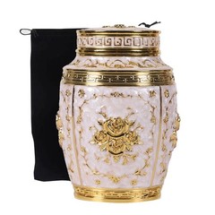 Medium Urn for Human Ashes – Rose Flower Cremation – Gold