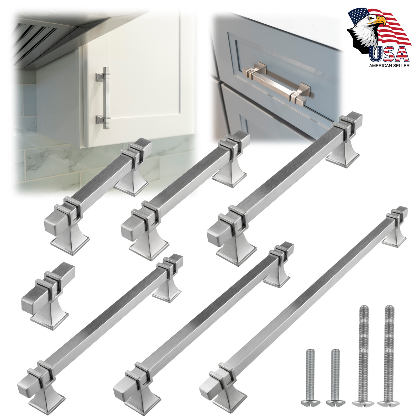 Brushed Nickel Traditional Cabinet Handles Pull Kitchen Hardware Stainless Steel gallery
