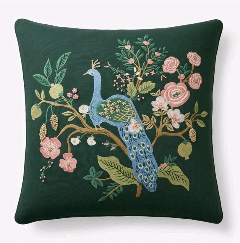 Rifle Paper Co. Peacock Decorative Square Pillow Cover , 26 in. Euro Square gallery