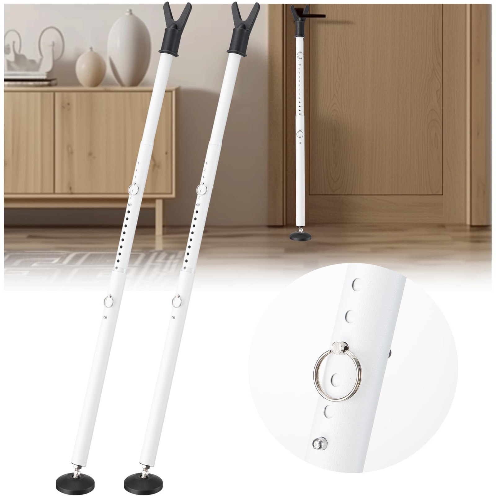 Sliding Glass Door Security Bar, 2 Pack White Adjustable 53 inches, gallery