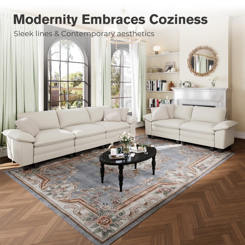 Modular Sectional Sofa Chenille Cloud Couch with Chaise and Cushion 7/5/4/3-Seat gallery