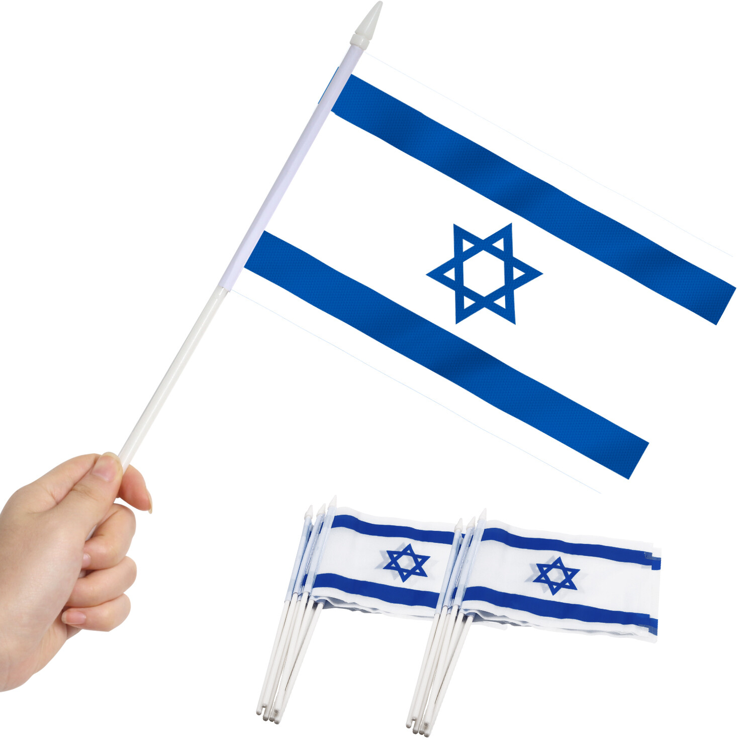 12 Pack Israel Stick Flag Hand Held Small Miniature Israeli Flags gallery