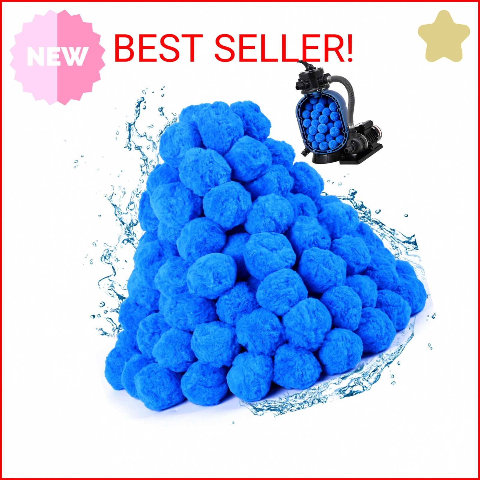 BluClear 3.5 lbs Pool Filter Balls for Sand Pump, Reusable Blue Pool Filter Medi gallery