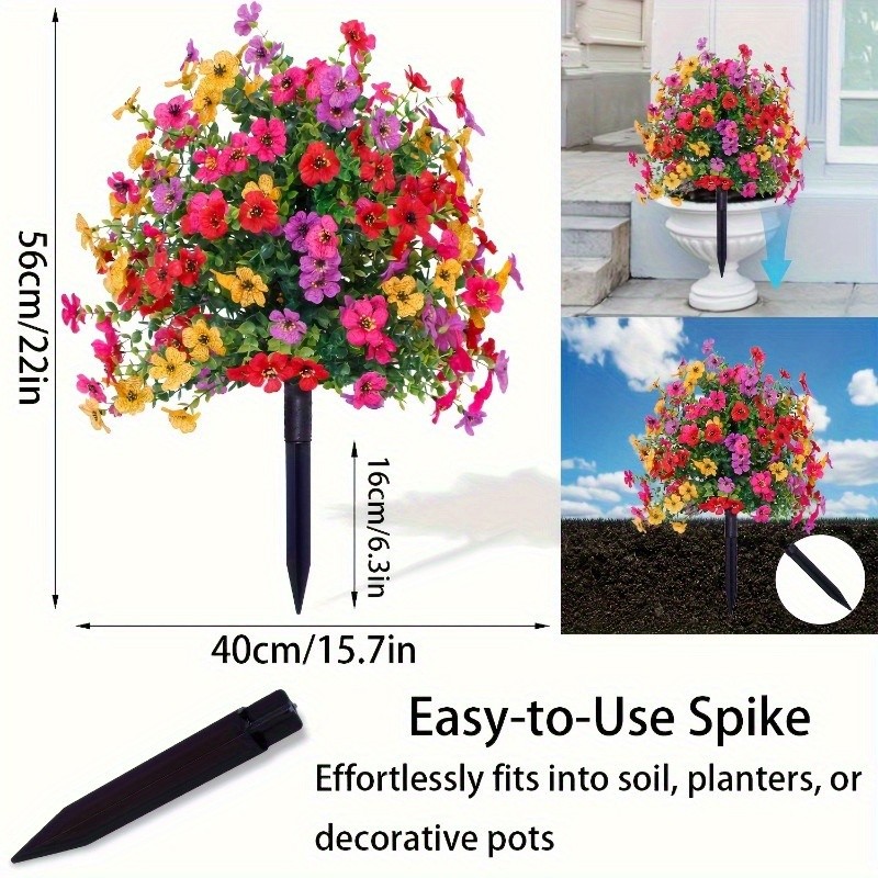 Artificial Violet Flowers with Ground Spike Fake Plants Garden Patio Yard Decor gallery