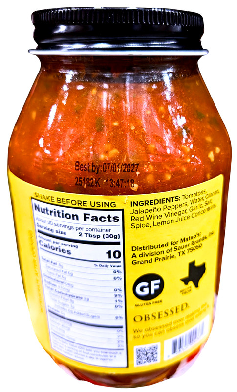 Mateo's Gourmet Salsa Medium 32 Oz EXP 07/2027 gallery