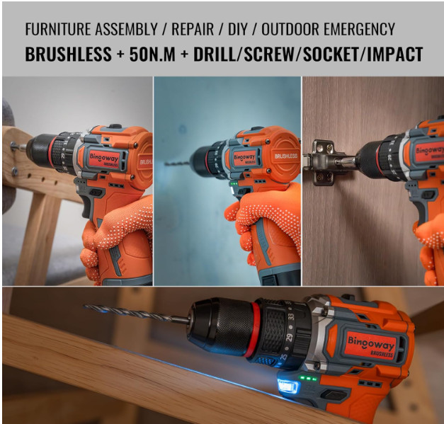 Taladro 16V 50Nm brushless con 2 baterías y 36 accesorios multifunción. NUEVO gallery
