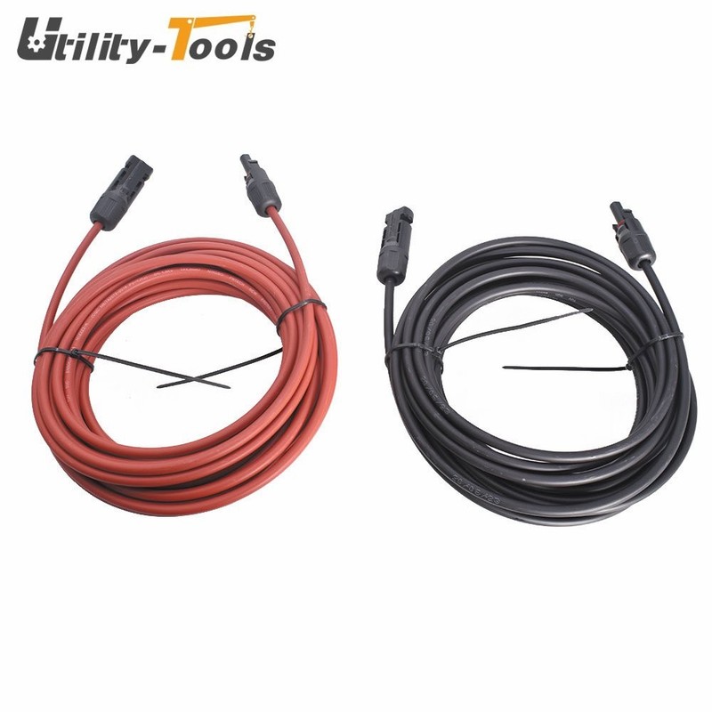 12 AWG 20 FT High Quality Solar Panel Extension Cable Wire Connector Black + Red gallery