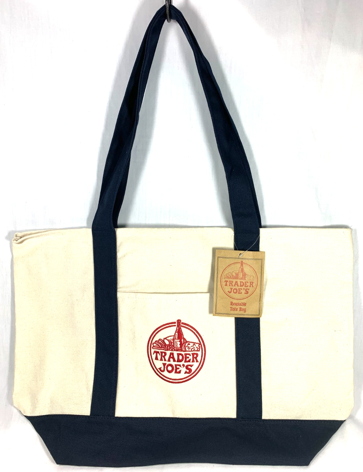 Trader Joe’s Canvas Tote Shopping Bag - LARGE CLASSIC NAVY BLUE - NEW with TAGS gallery