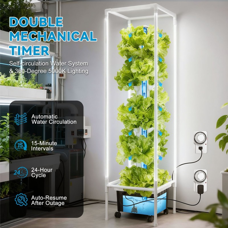 Hydroponic Growing System Tower LED Grow Lights 45 Pod Greenhouse City Farming gallery