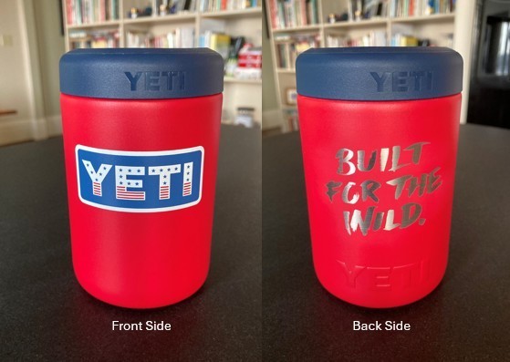 YETI Rambler 12 oz Can Colster RARE Red Navy Blue White Badge SOLD OUT Patriotic gallery