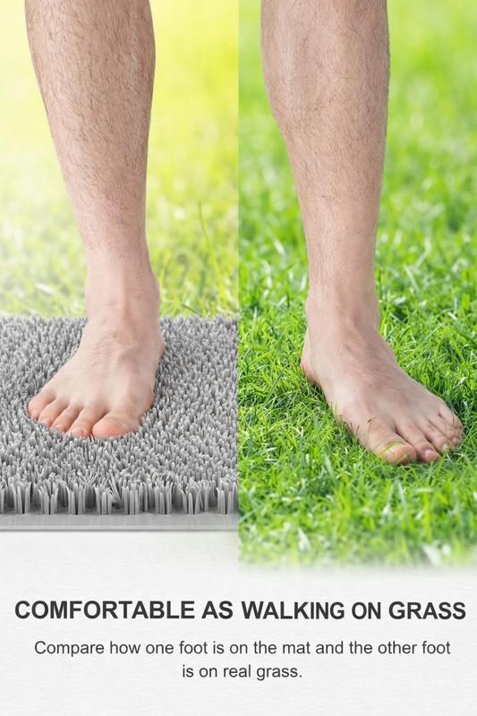 Dependable Industries Grass Textured Foot Scrubber Bath Mat – Anti-Slip Showe... gallery
