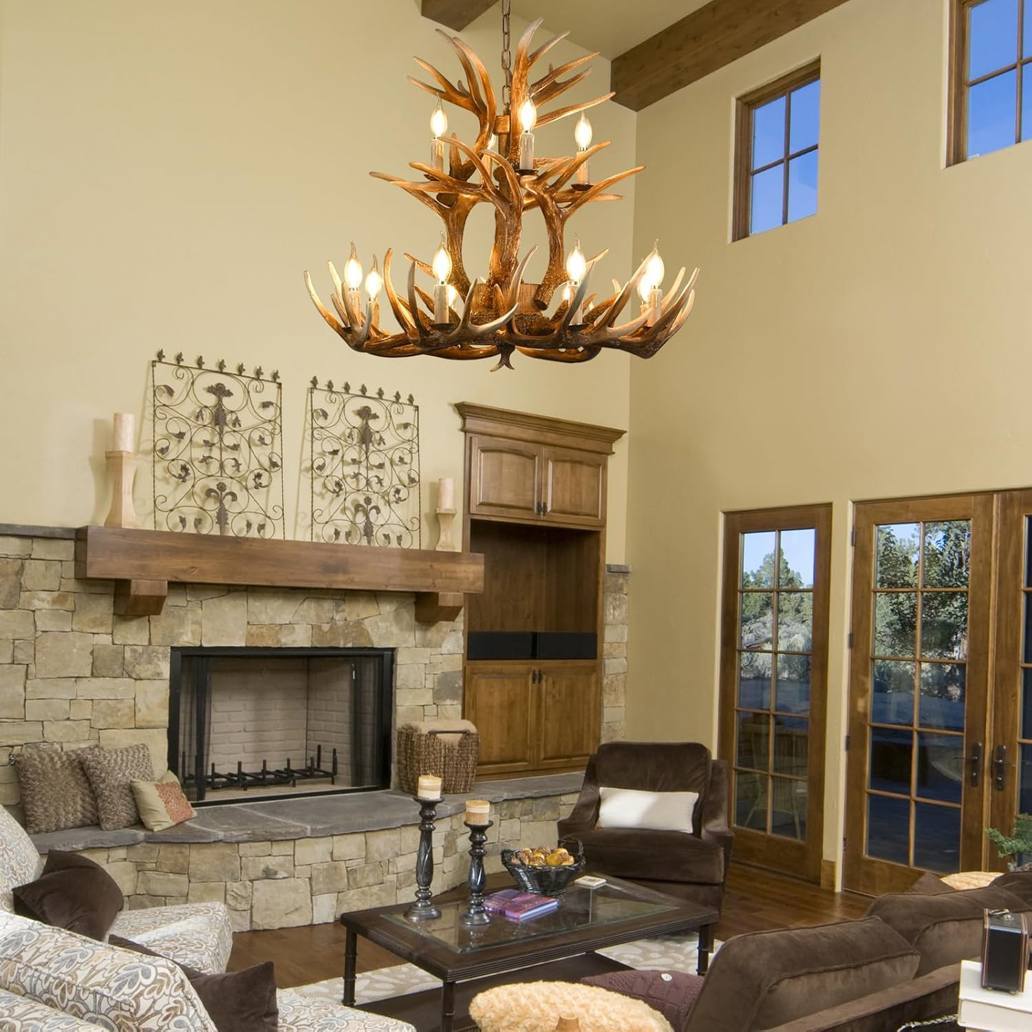 Rustic Deer Antler Chandelier - 2-Tier Lighting for Dining Room & Foyer gallery