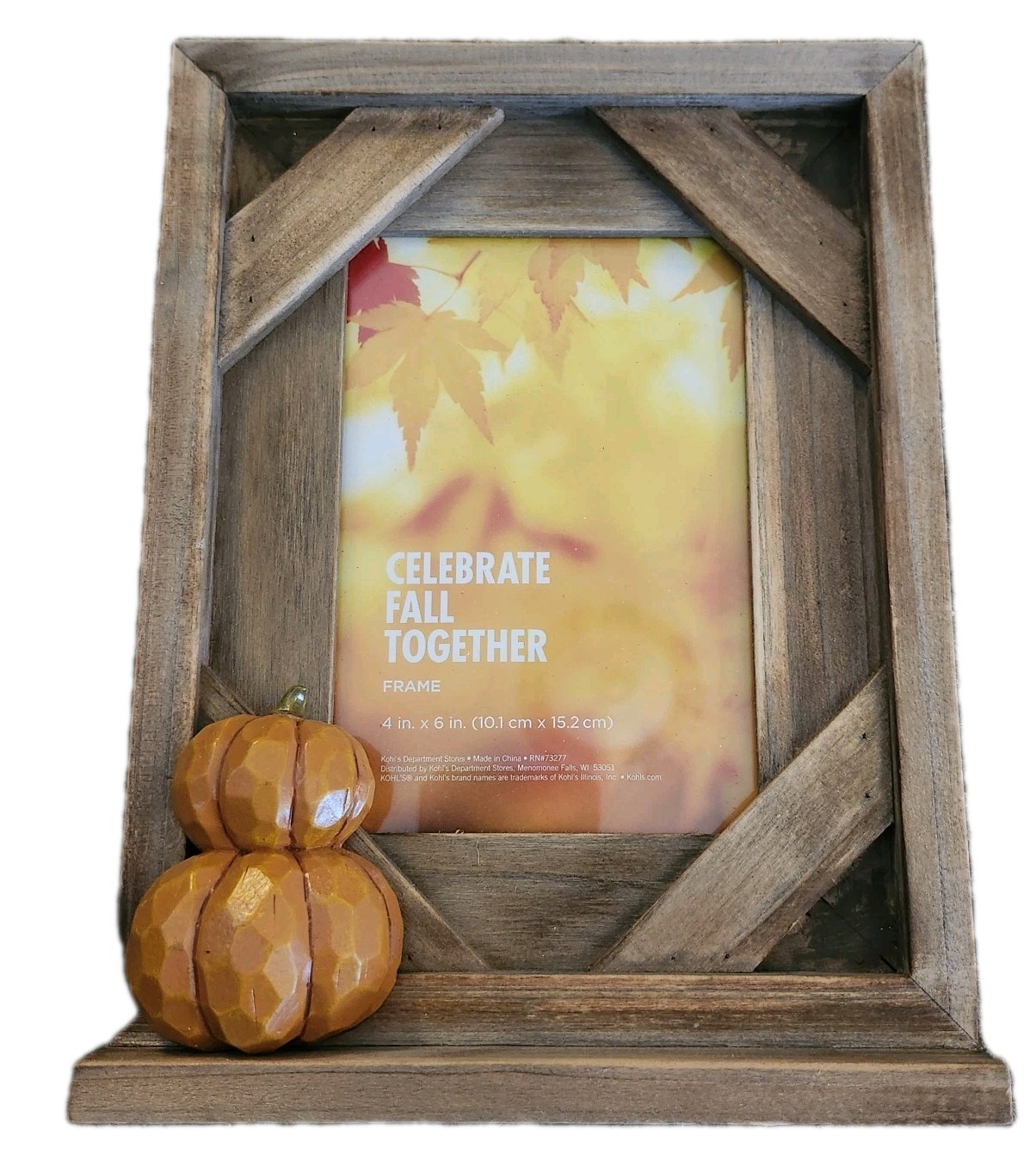 Thanksgiving Wood Pumpkin Fall Autumn Harvest 4x6 Picture Frame Photo Home Decor gallery