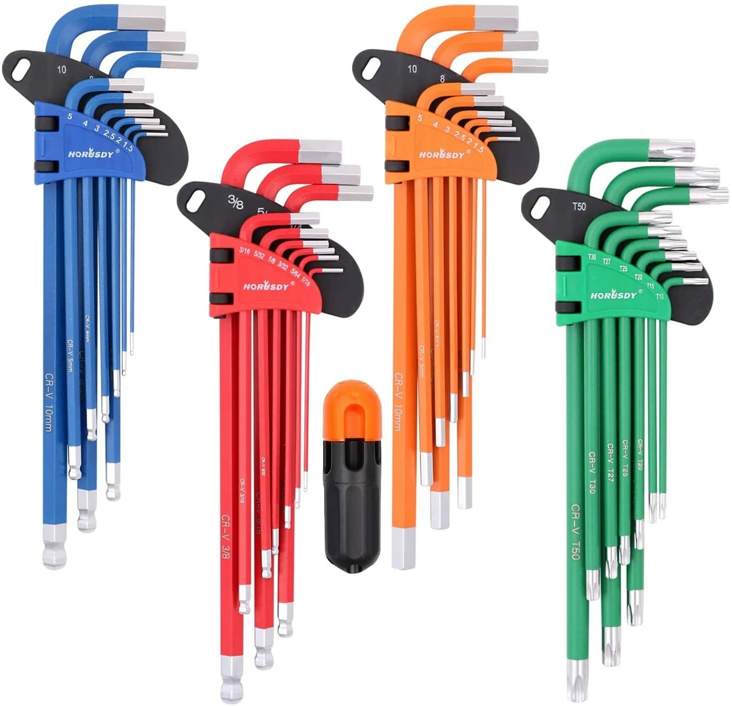 HORUSDY Hex Key Allen Wrench Set SAE & Metric Star Long Arm Ball End Industrial gallery