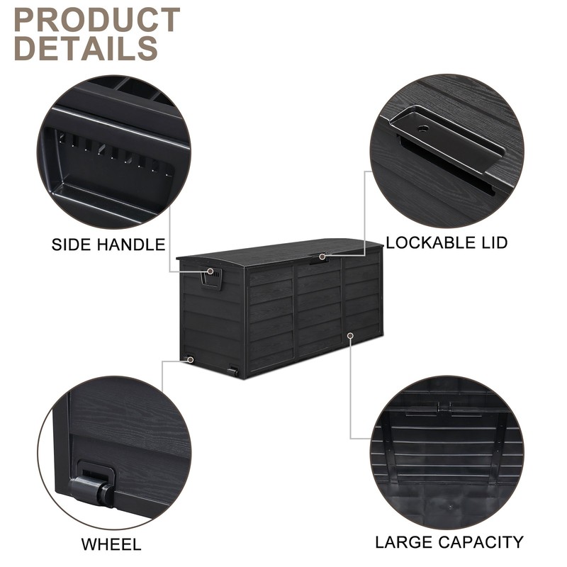 75 Gal UV Resistant Resin Deck Box Outdoor Storage Box for Patio Cushions Tools gallery