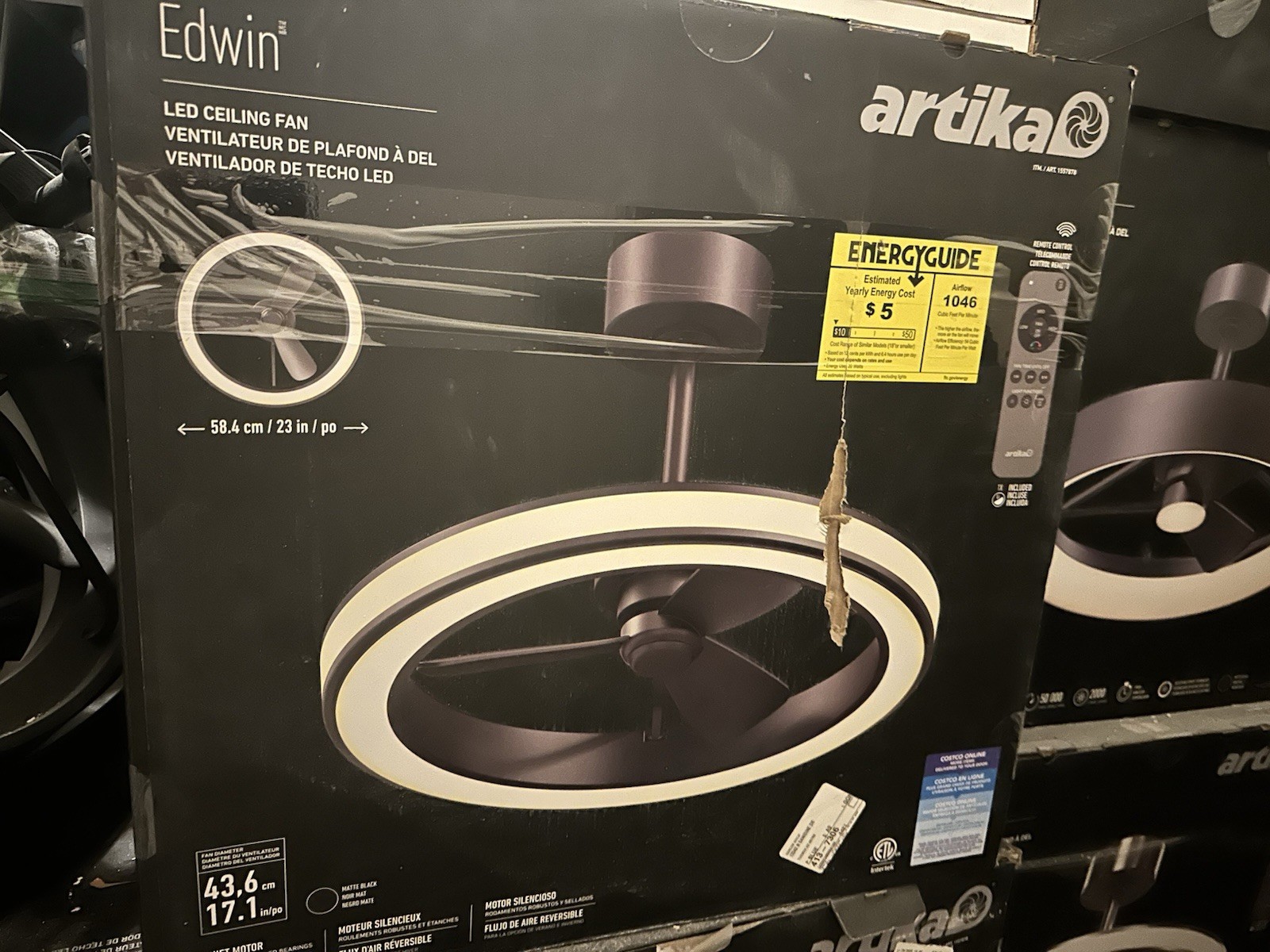 Artika Edwin LED Ceiling Fan Matte Black 23in Remote Reverse Airflow Light gallery