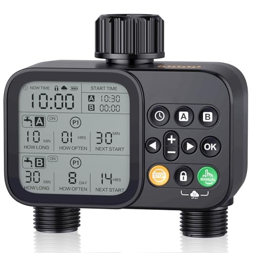 TJJFMM Sprinkler Timer for Garden Hose, 2 Outlet 8 Programmable, WT08- BLACK gallery