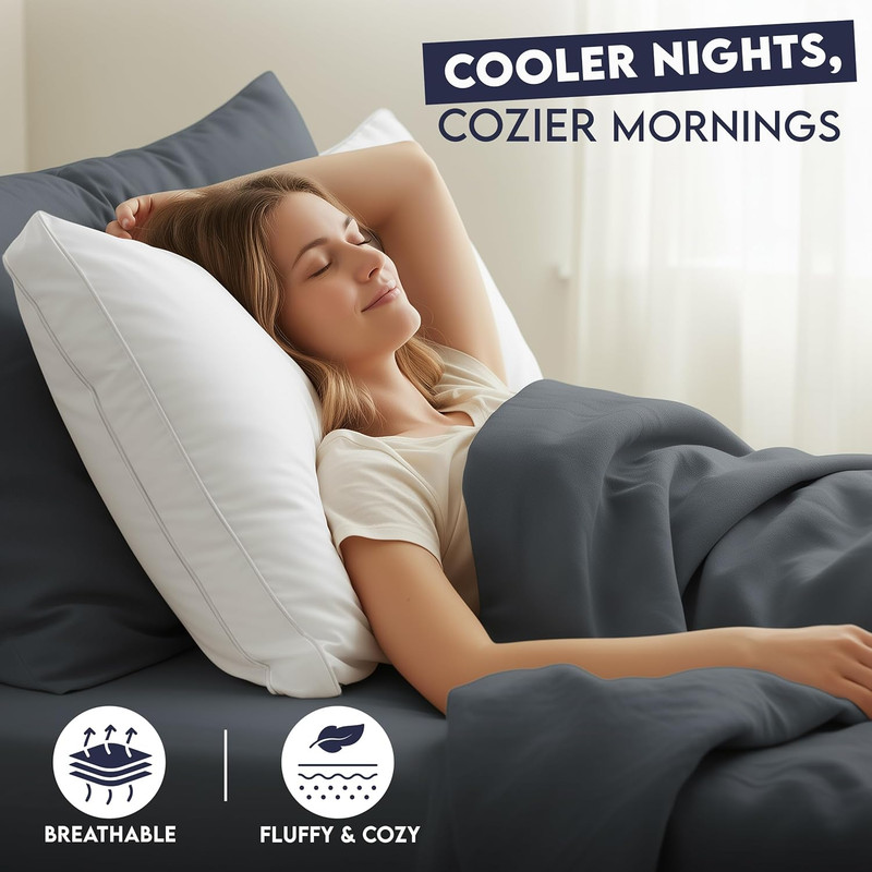 Bed Pillows for Sleeping Queen Size (White), Set of 4, Soft & Fluffy Pillow with gallery