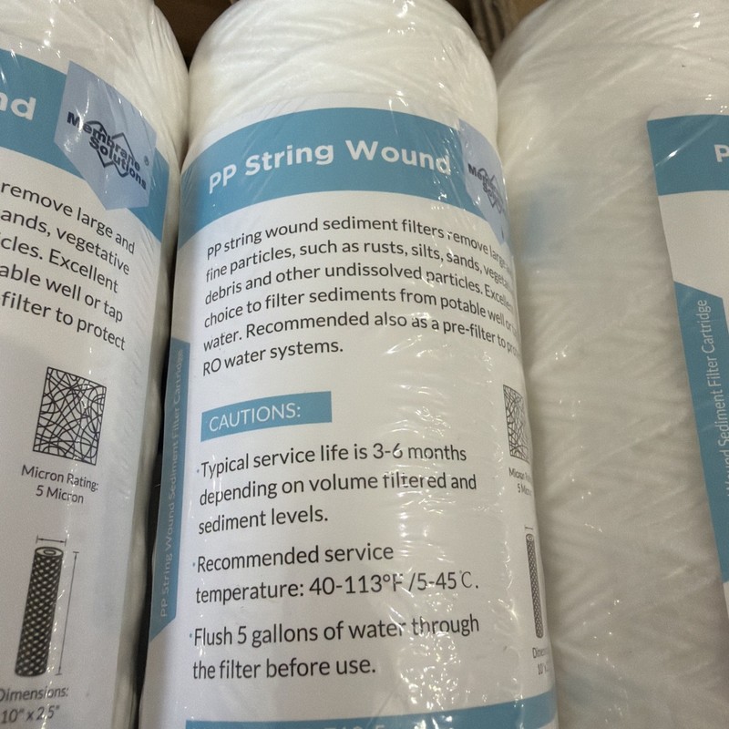 Membrane Solutions PP String Wound Sediment Filter 10"x 2.5" - 5 Pack, Open Box gallery
