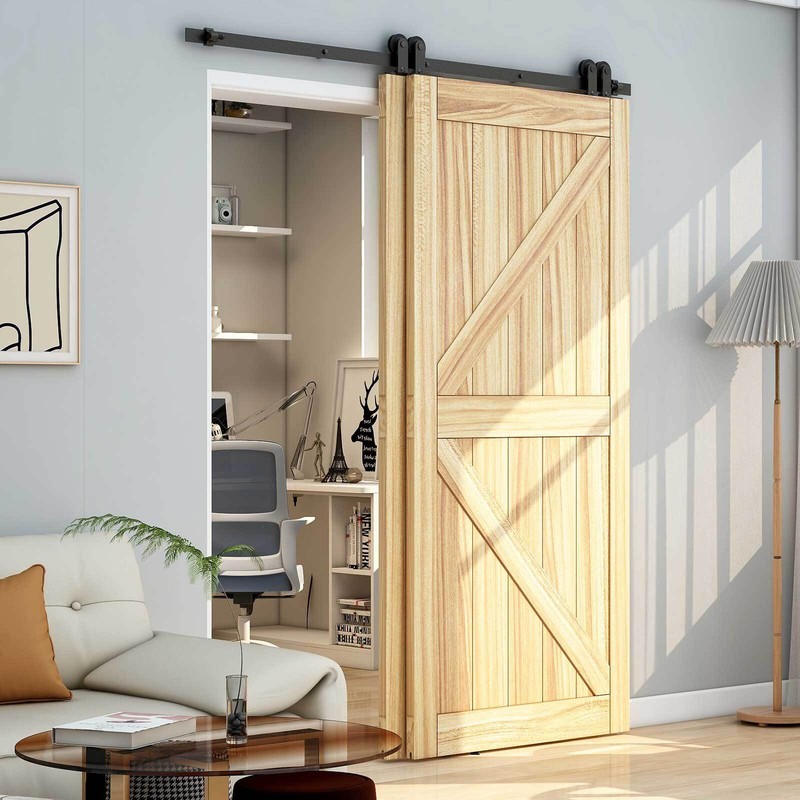 4-16FT Single Track Bypass Double Sliding Barn Door Hardware Kit Closet Roller gallery
