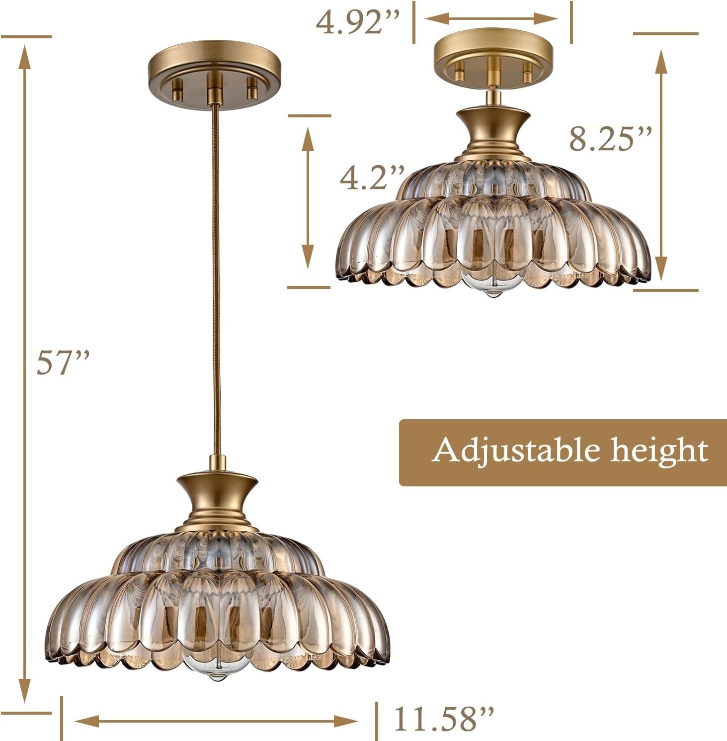 Vintage Amber Glass Pendant Lights Modern Gold Kitchen Island Pendant Light gallery
