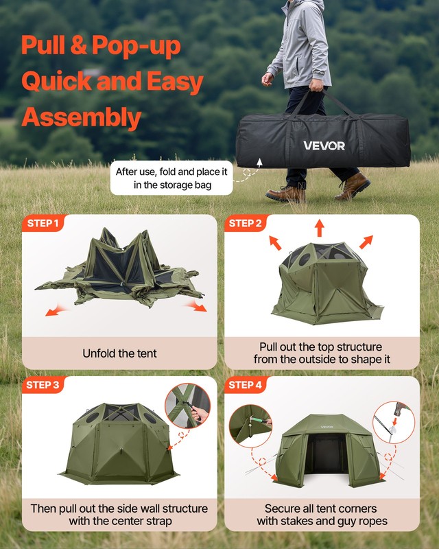 VEVOR 13-Sided Spherical Pop up Gazebo Screen Tent 13 x 13 ft for 10-12 Persons gallery