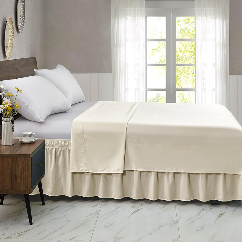 Elastic/Polyester Wrap Around Bed Skirts, Easy to Install - GG Home gallery