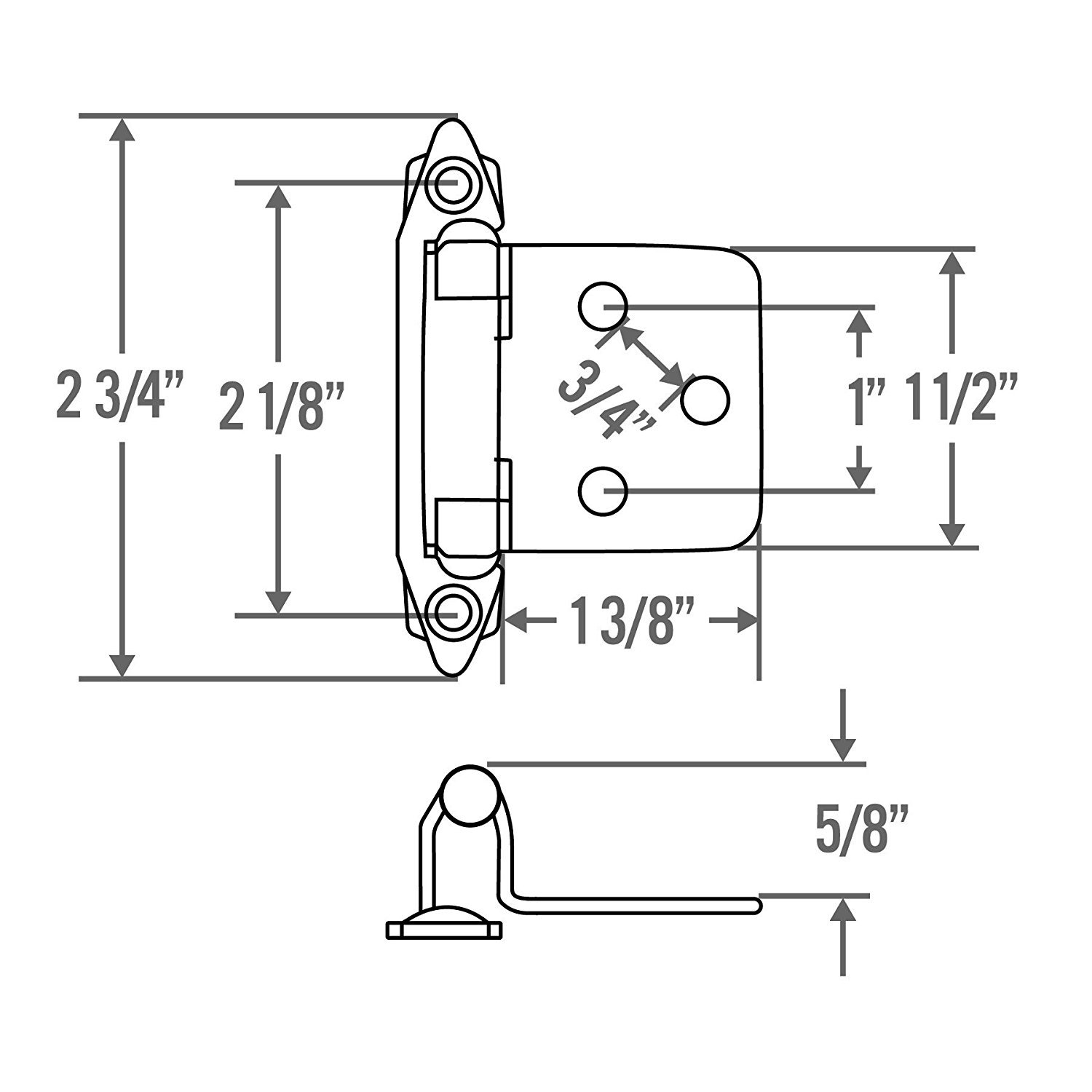 Silverline SH5001 Self Close Hinge 1.2mm Thickness Face Mount Overlay Variable gallery