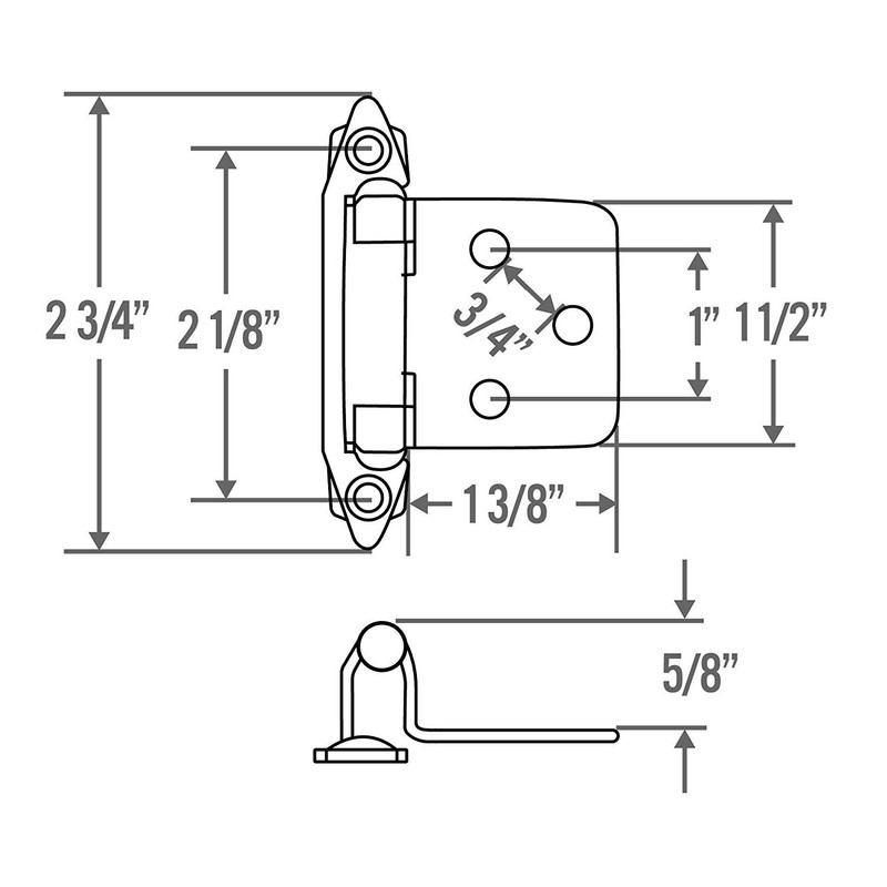 Silverline SH5001 Self Close Hinge 1.2mm Thickness Face Mount Overlay Variable gallery