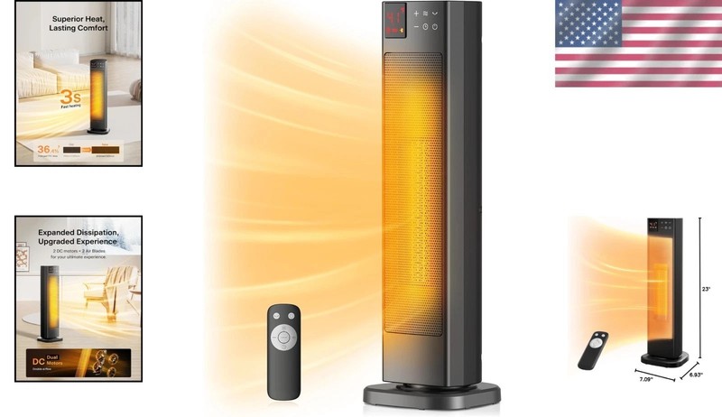 Powerful 1500W Tower Heater | Programmable Thermostat, 12H Timer, Quiet 55dB... gallery