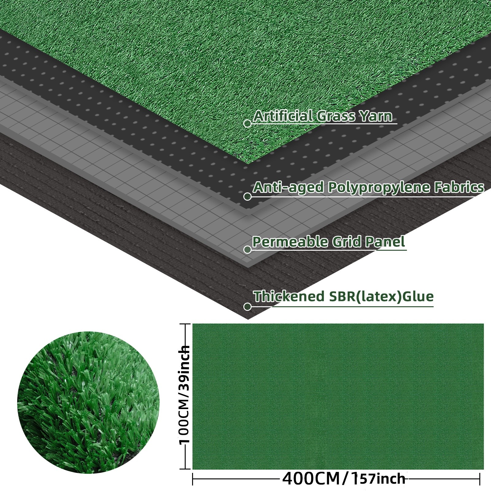 13x6.6ft Synthetic Artificial Grass Mat Landscape Fake Lawn Pet Golf Turf Garden gallery