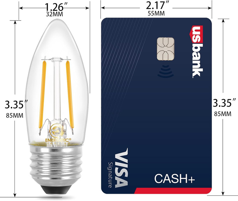 Energetic B10 B11 LED Filament Bulb E26 Candelabra Medium Base 2700K Soft White, gallery