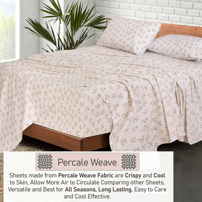 100% Cotton Percale Sheets Split King Size Crisp Cooling Bed Sheets for Hot gallery