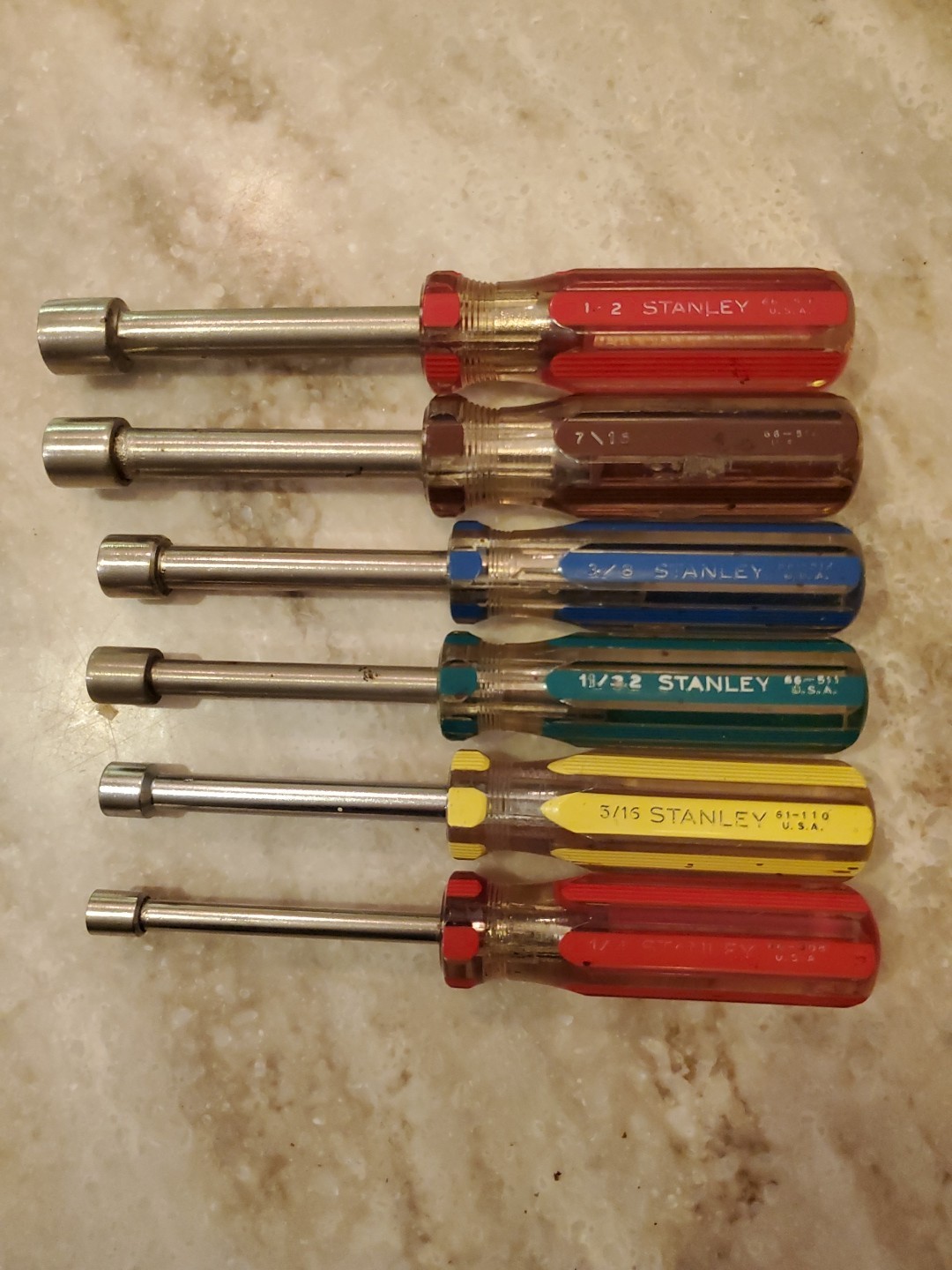 Six Piece Vintage Stanley Nut Driver Set No. 66 (Yellow From 61) See Pics! EUC! gallery