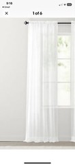 New No Pkg. Rod Pocket Sheer Window Panel (1) White 52″ x 108″ Crinkle Pattern