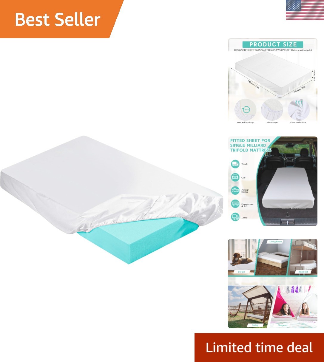 Soft and Stretchy Microfiber Mattress Topper Cover - Twin 75 x 38 Inch gallery