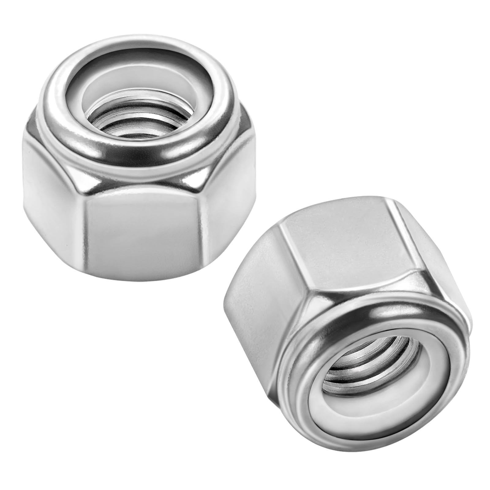 MewuDecor 3/8-16 Nylon Insert Hex Lock Nuts Locknuts, 304 3/8-16, Silver gallery