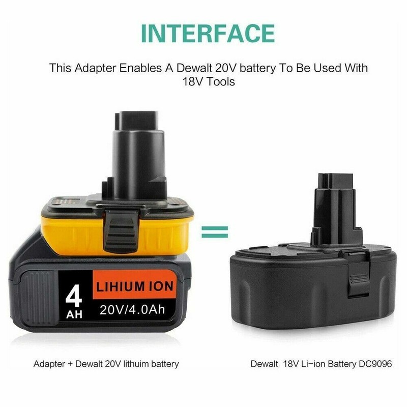 2Pack 18V To 20V MAX DCA1820 Adapter Converter For DEWALT 20 Volt Li-ion Battery gallery