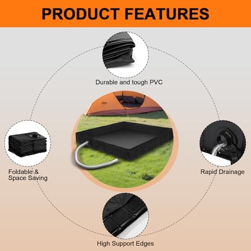Portable Shower Base, Foldable Camping Shower Pan with Drain and Clamp to Keep gallery