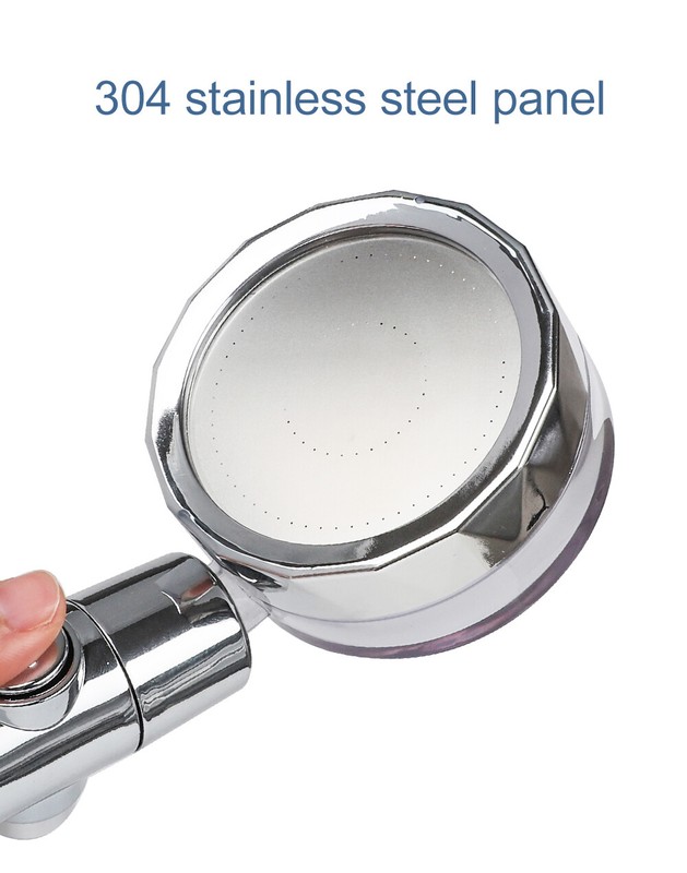 High Pressure Shower Head Adjustable 360° Rotation Turbine Water Saving Shower gallery