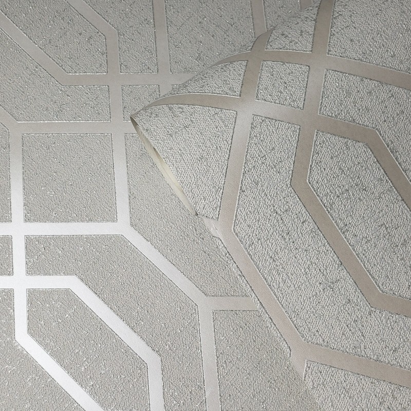 Wallpaper Silver gray white glitter textured roll geometric trellis quartz 3D gallery