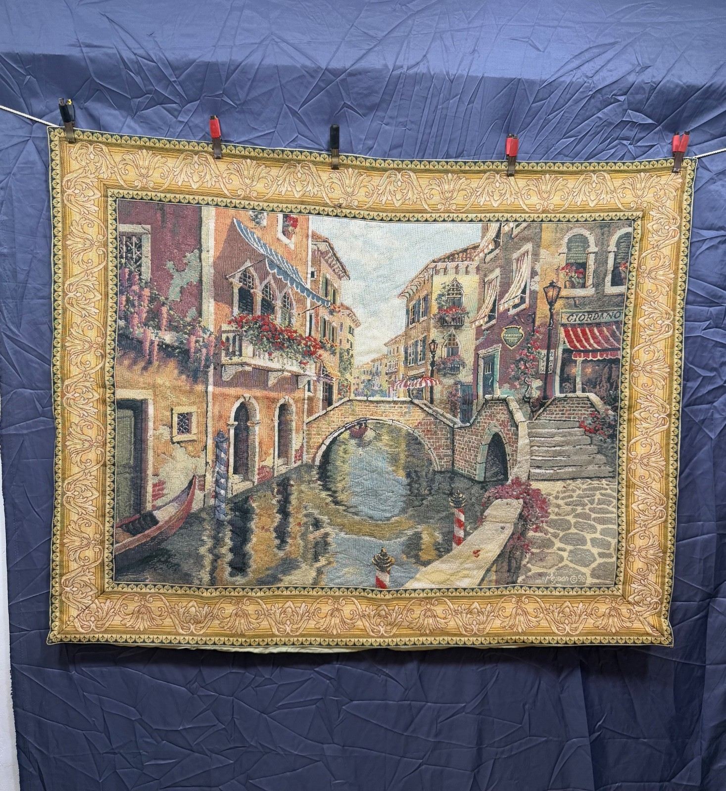 Vintage Beautiful Aubusson Style Wall Hanging Decorative Tapestry 96x123 Cm gallery