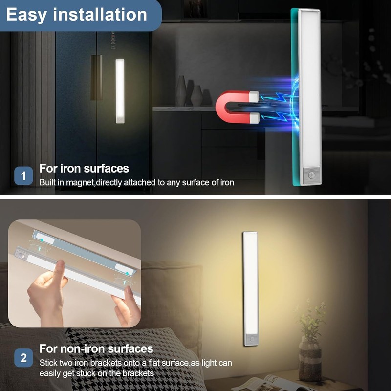 LED Motion Sensor Under Cabinet Closet Light USB Rechargeable Kitchen Lamp Strip gallery