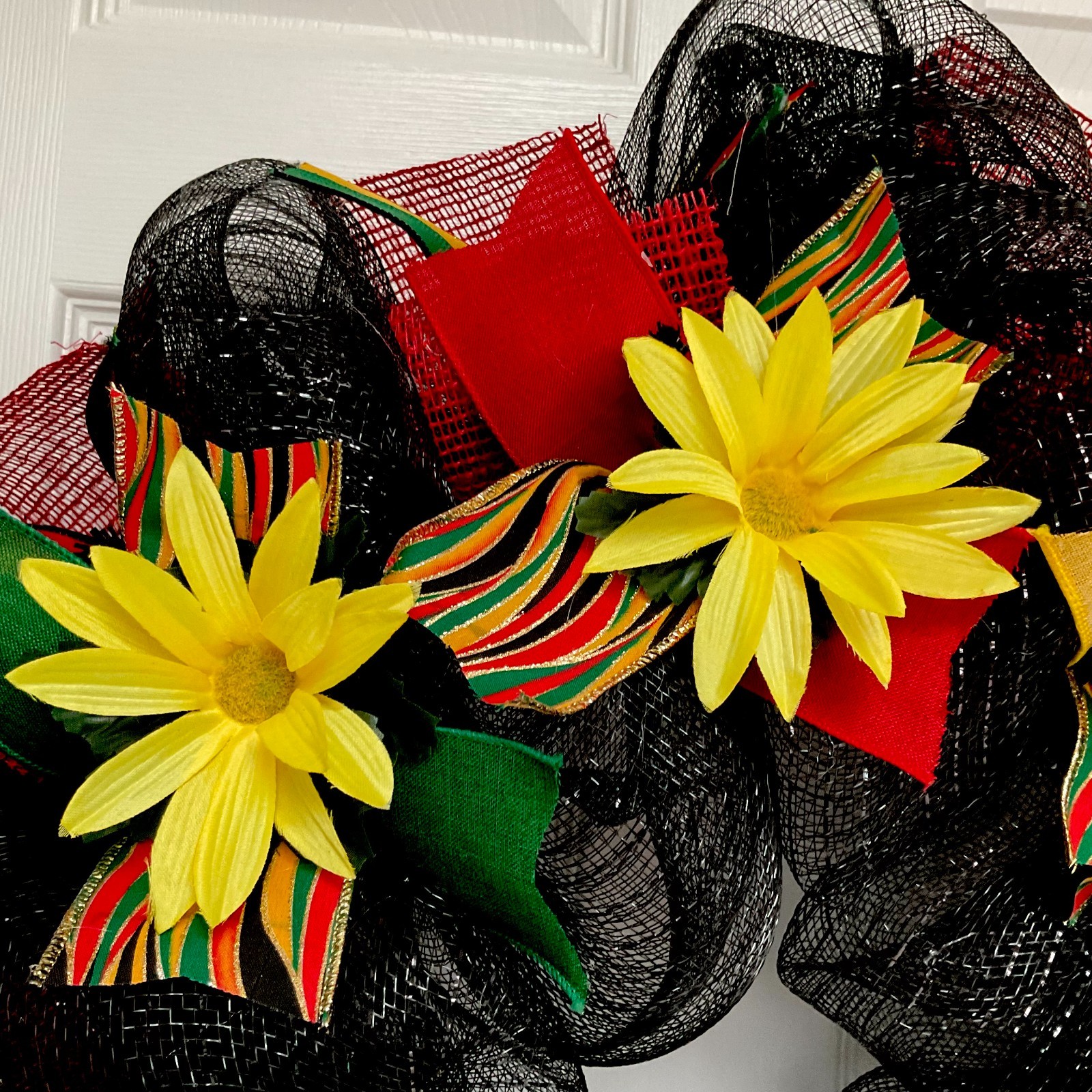 Juneteenth Floral Ribbon Handmade Deco Mesh Wreath gallery