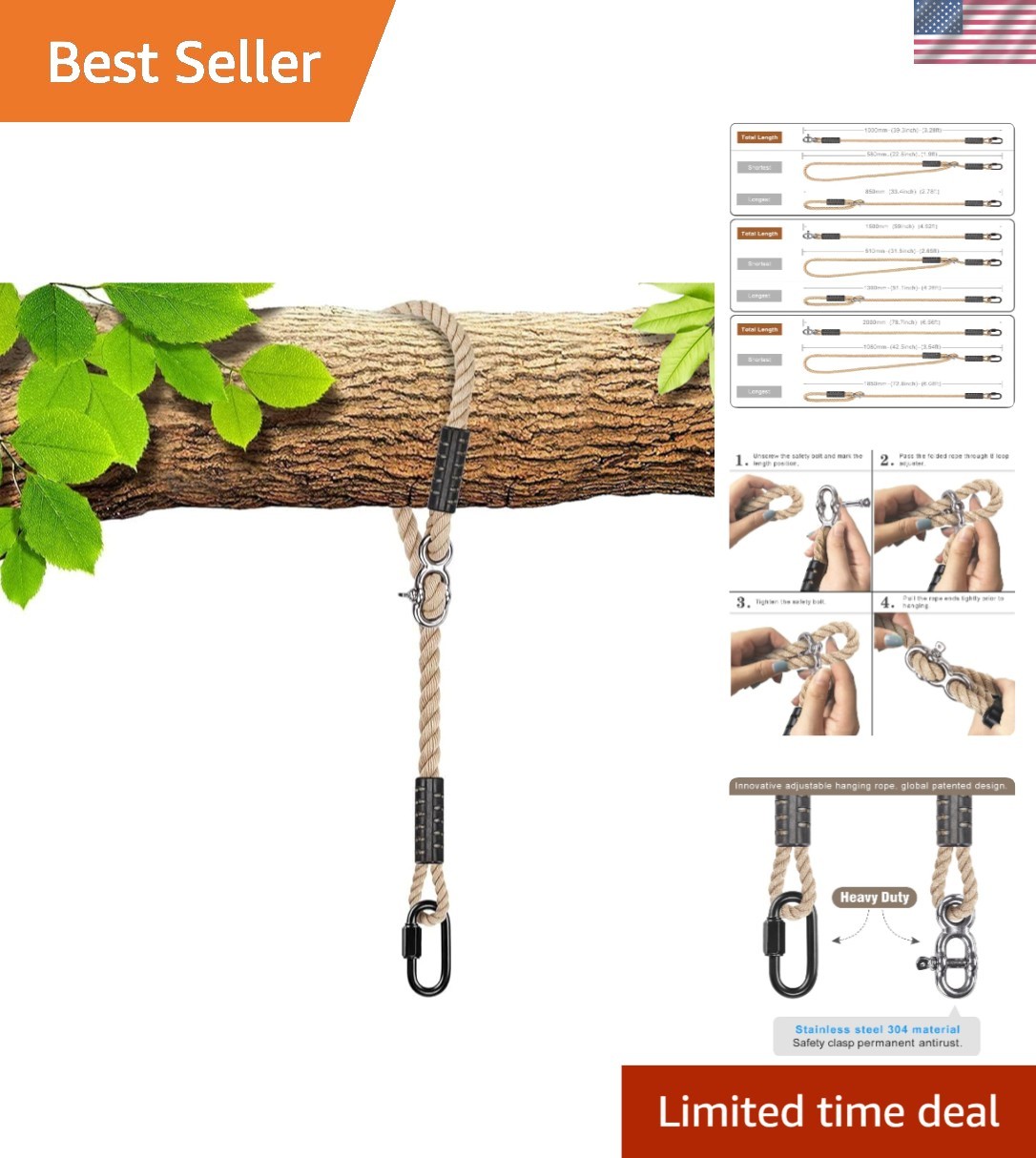 Versatile Hammock Chair Hanging Kit - Adjustable Tree Swing Straps for All Ages gallery