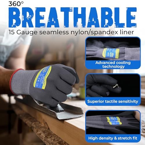 6 Pairs Safety Work Gloves with MicroFoam Nitrile 10/X-Large 6 Pairs - Gray gallery